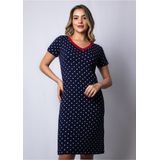 Vestido Pau a Pique Poá Manga Curta Azul Marinho MARINHO - XL