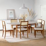 Conjunto Mesa Extensível Oval 6 Cadeiras Madeira Maciça Encosto Telado Tiê CabeCasa MadeiraMadeira Amêndoa/Off White