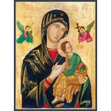 Quadro Decorativo Religioso Nossa Senhora do Perpétuo Socorro 50x70cm com Moldura e Vidro