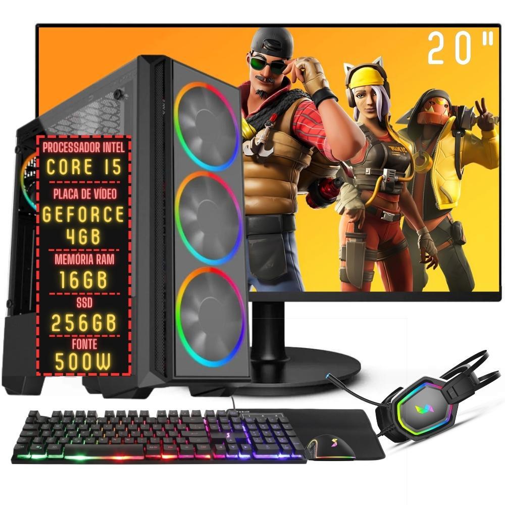 Pc Gamer Completo 3green Fps Intel Core I5 16gb Ram Placa De Vídeo Geforce Gtx 4gb Ssd 256gb Monitor 20&quot; 75hz Fonte 500w 3gf-027