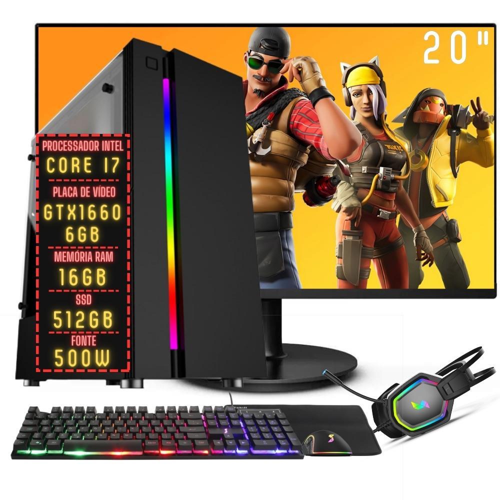 Pc Gamer Completo 3green Fps Intel Core I7 16gb Ram Placa De Vídeo Geforce Gtx 1660 6gb Ssd 512gb Monitor 20&quot; 75hz Fonte 500w 3gf-042