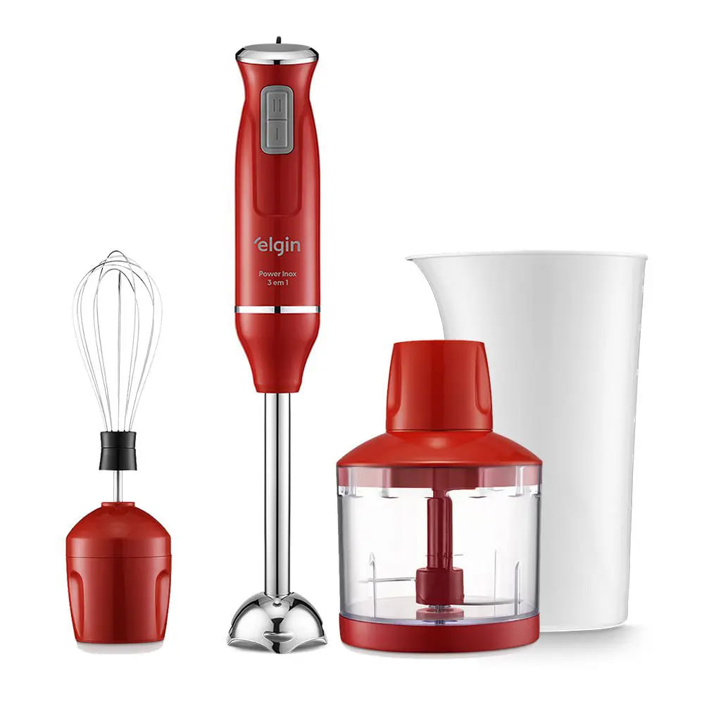 Mixer Power Inox 600w 3 Em 1 Vermelho Elgin