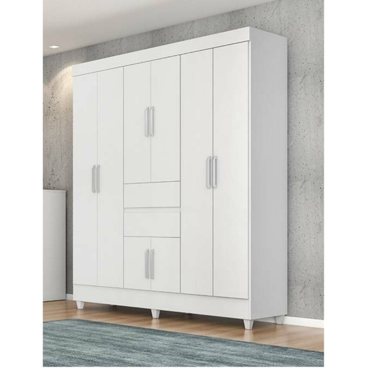 Guarda-Roupa Casal Munique 8 Portas e 2 Gavetas Demóbile Branco