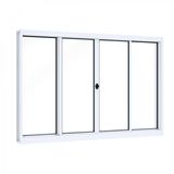 Janela de Aço de Correr 100x120cm 4 Folhas com Vidro Liso Riobras Branco