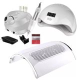 Kit Unhas Profissional: Cabine 48w, Lixa E Aspirador Top