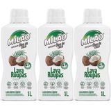 Kit C/3 Lava Roupas De Coco Líquido Milão 1l