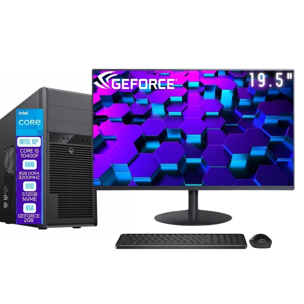 Computador Completo Skill Pro Intel 10 Geração Core I5 10400f 8gb Ddr4 Placa De Vídeo Geforce 2gb Ssd 512gb Monitor 19.5&quot; Led Sp-050