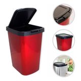 Lixeira Cesto Com Tampa Click Inox Metalizada 9 Litros