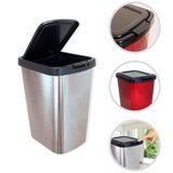 Lixeira Cesto Com Tampa Click Inox Metalizada 9 Litros