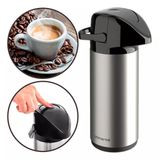 Garrafa Térmica Inox De Vidro Pressão Para Café Chá 1 Litro