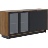 Balcao Buffet Aparador 160 cm 4 Portas V1524 Noce Milano Preto CLB