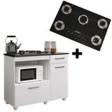 Kit Balcão 2 Porta Basculante Violeta Mais Cooktop Fogão Chamalux 5 Bocas Bivolt