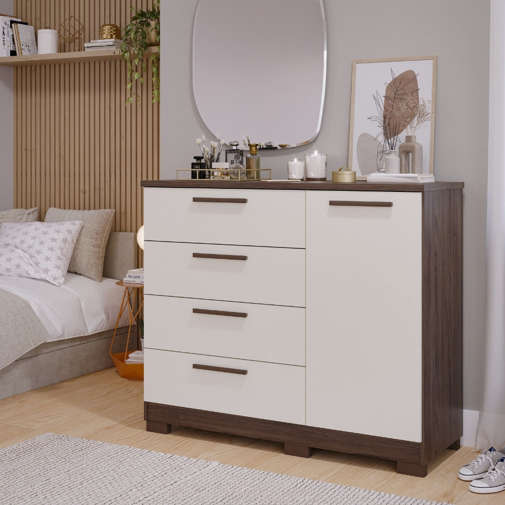 Cômoda 4 Gavetas E 1 Porta Malu Panan