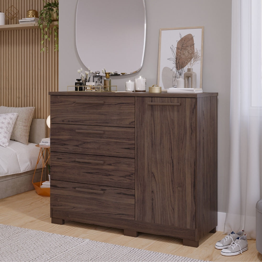 Cômoda 4 Gavetas E 1 Porta Malu Panan