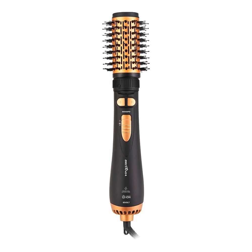 Escova Rotativa Britânia Ber20pd, 3 Temperaturas + 2 Velocidades, Preto/dourado, Bivolt