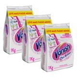 Tira Manchas em Pó Vanish Crystal White Oxi Action 1kg Refil Econômico para roupas brancas 3 Unidades