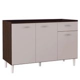 Balcão Gabinete De Pia Para Cozinha 120cm 3 Portas Classic P11 Chocolate/off White - Mpozenato