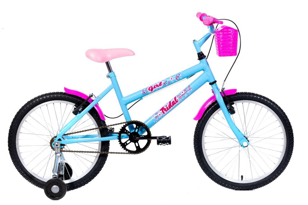 Bicicleta Aro 20 Infantil Mtb Girl Com Roda Lateral - Azul Céu