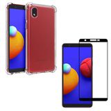 Capinha Anti Queda Galaxy A01 Core + 2x Películas 5D Nano Flexível Cobre Tela Inteira