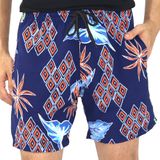 Shorts Bermuda Masculino Mauricinho Tactel Floral Estampado Azul Laranja, P