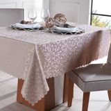 Toalha De Mesa Jacquard Impermeável 6 Lugares 160x210 Areia