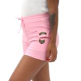 Shorts Bengaline Army Militar Feminino Bolsos Cintura Alta RosaClaro, P