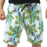 Shorts Bermuda Masculino Mauricinho Tactel Floral Estampado Off White, G