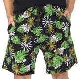 Shorts Bermuda Masculino Mauricinho Tactel Floral Estampado Preto Verde, GG