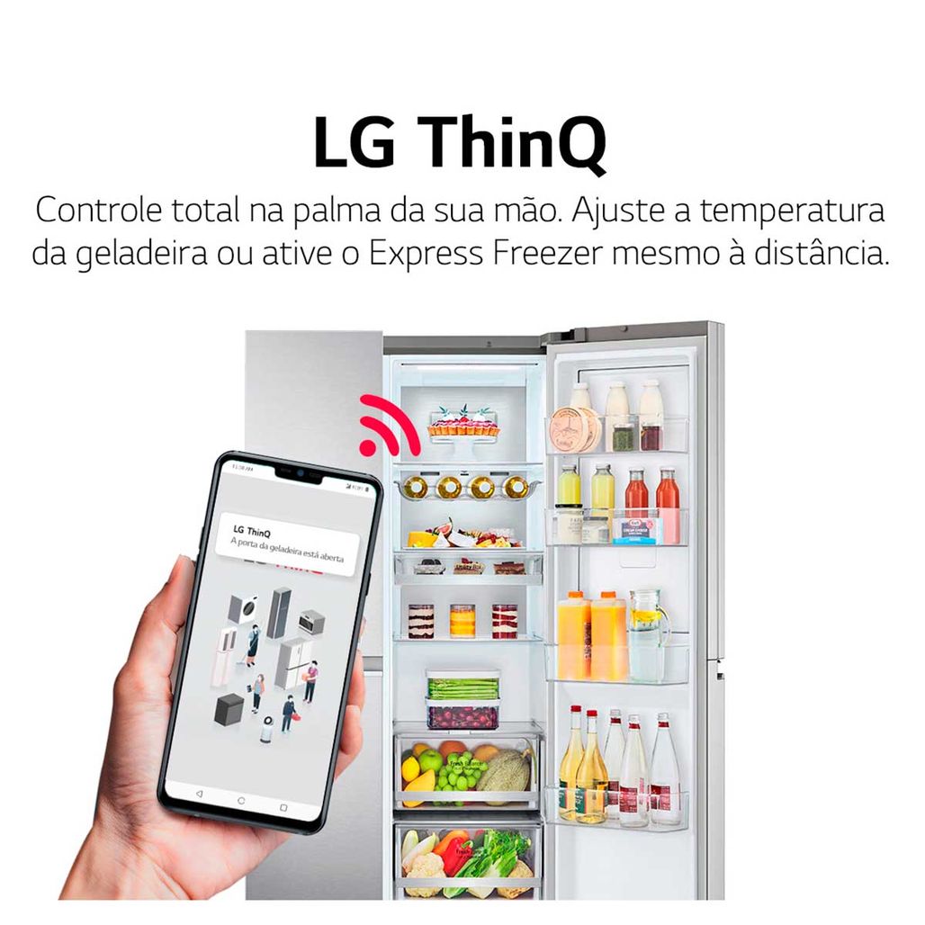 Geladeira Smart LG 2 Portas Inverter Side by Side UVnano GC-L257SLPL 611  Litros Aço Escovado 220V -Carrefour - Carrefour