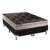 Cama Box King: Colchão Molas Paropas Extrapedic Uniblack + Base Crc Suede Black(193x203)