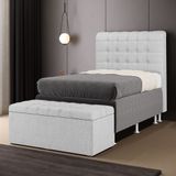 Cabeceira Rana E Calçadeira Alpha 90 Para Cama De Solteiro N-040 Linho Cinza Claro Aradecor
