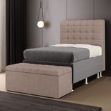 Cabeceira Rana E Calçadeira Alpha 90 Para Cama De Solteiro N-042 Linho Marrom Aradecor