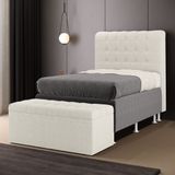 Cabeceira Rana E Calçadeira Alpha 90 Para Cama De Solteiro N-037 Bouclê Off White Aradecor