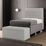 Cabeceira Rana E Calçadeira Alpha 90 Para Cama De Solteiro N-038 Bouclê Cinza Aradecor