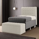 Cabeceira Rana E Calçadeira Alpha 90 Para Cama De Solteiro N-036 Bouclê Bege Aradecor