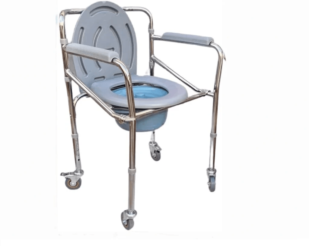 Cadeira P/ Banho 4 Rodas C/ Assento Dobravel 100kg Supermedy