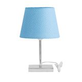 Abajur Eros Touch Dome Azul Bolinha com Base Quadrada.