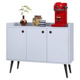 Aparador Buffet Balcão Compacto 90 Cm Multiuso Decoração Sala Jantar Estar Escritório Wood New- Branco - Rpm Móveis