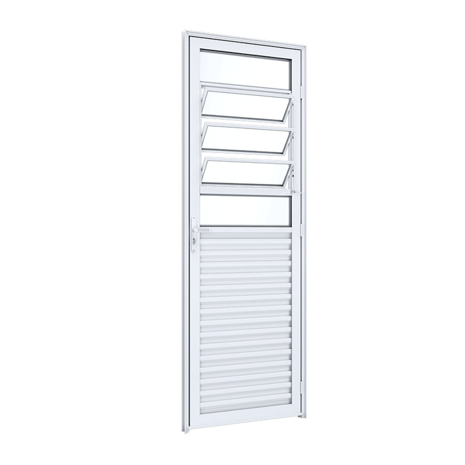 Porta de Giro Alumínio Mista Basculante Lucasa Ideale Ullian 215cmx85cmx4,5cm Branco