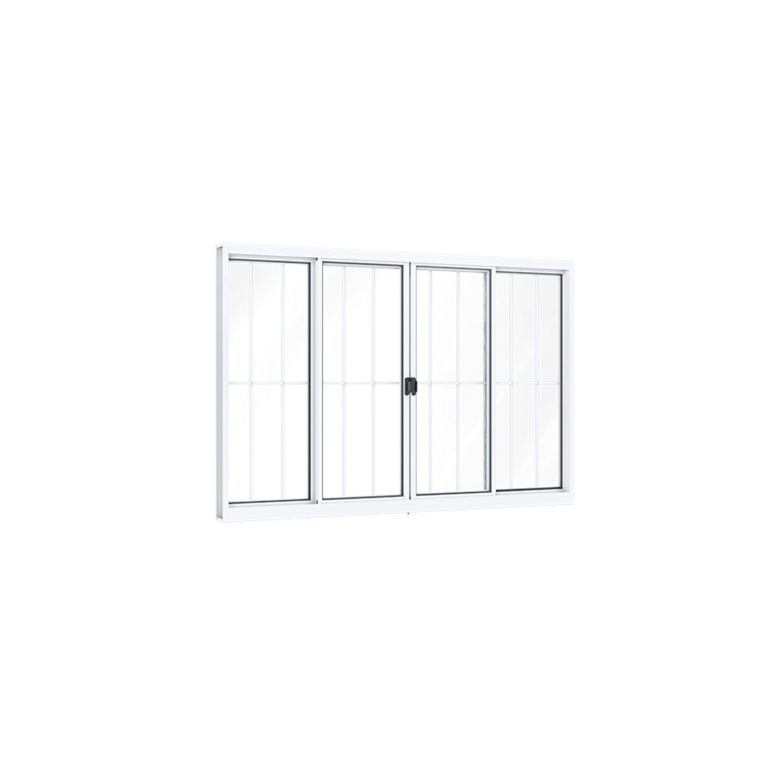 Janela de Correr Alumínio 4 Folhas com Grade Riobras  100cm x 120cm Branco