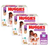 Kit 3 Fralda Roupinha Huggies Natural Care Tamanho Xg Pacote Mega 22 Unidades Descartáveis Cada