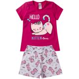 Pijama Verão Infantil Feminino Kappes Vermelho 8