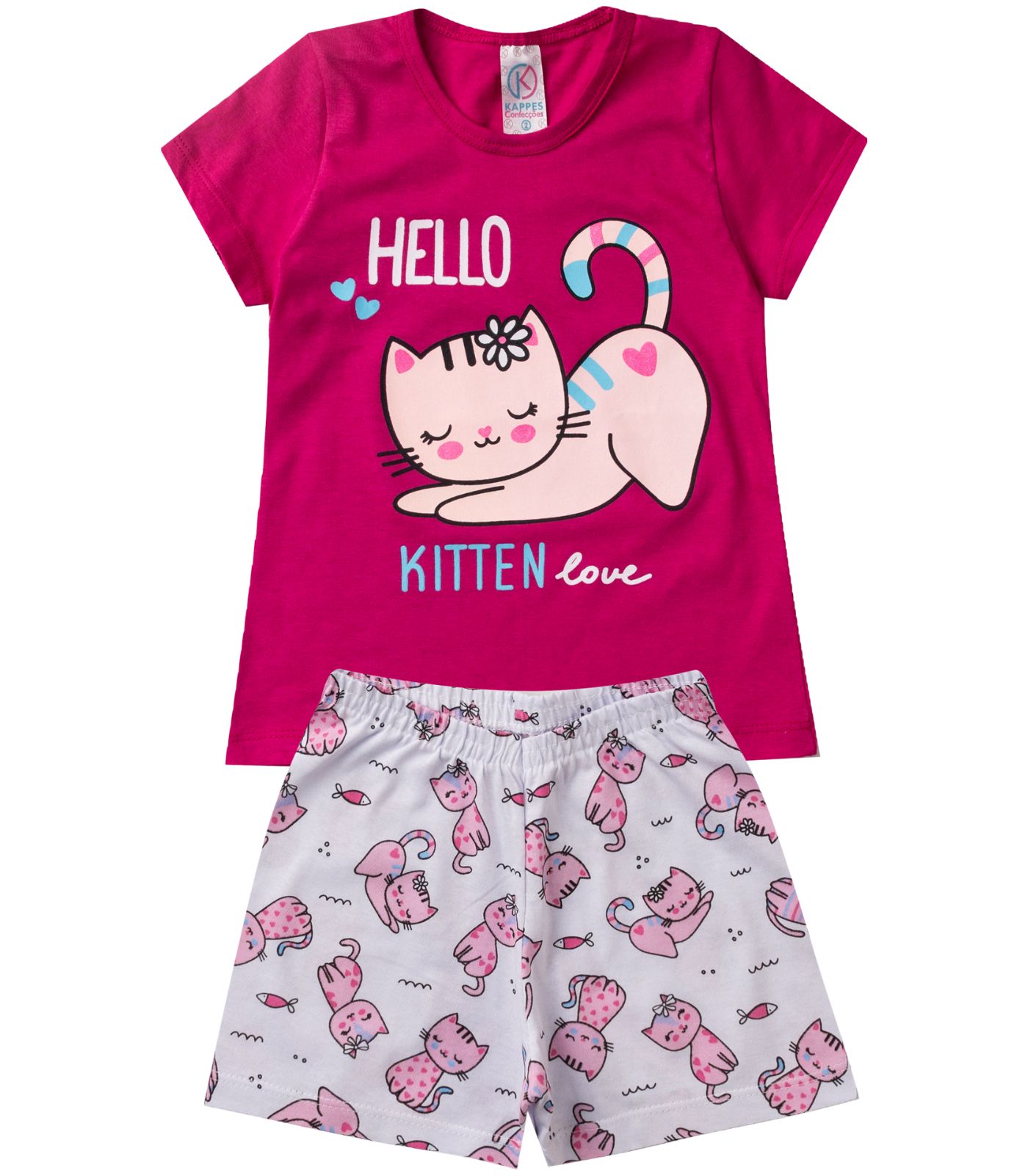 Pijama Verão Infantil Feminino Kappes Vermelho 8