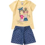 Pijama Verão Infantil Feminino Kappes Amarelo 1