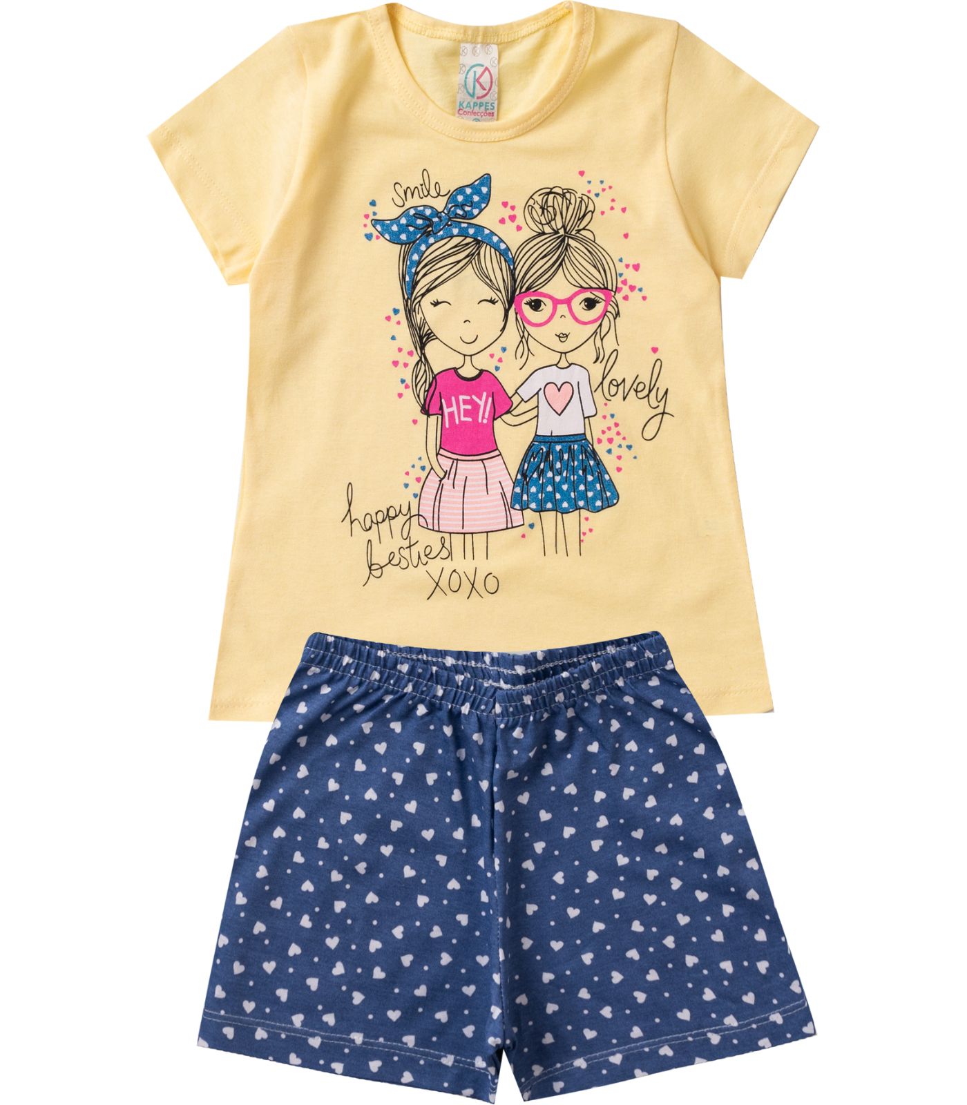 Pijama Verão Infantil Feminino Kappes Amarelo 1