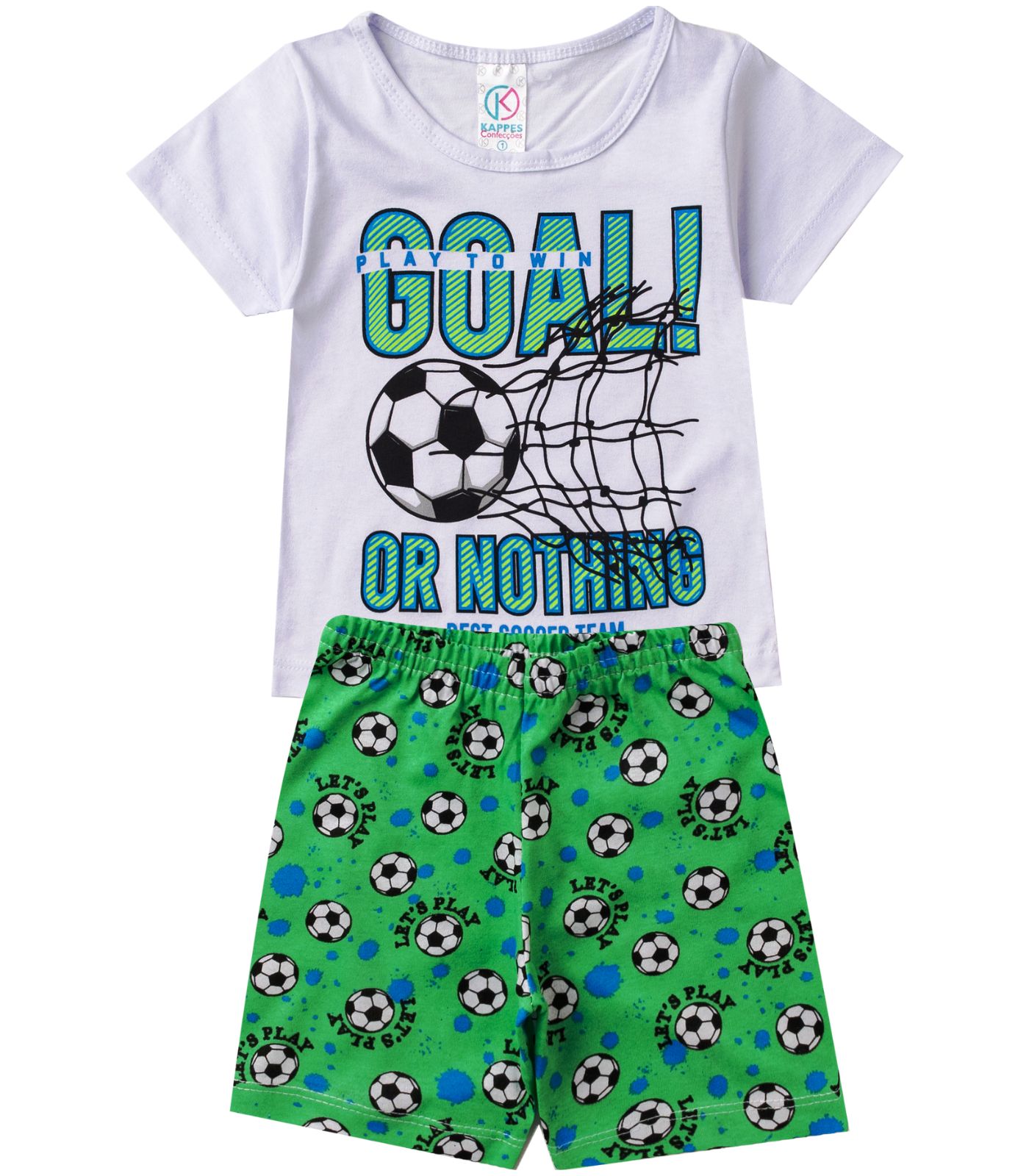 Pijama Verão Infantil Masculino Kappes Branco 4