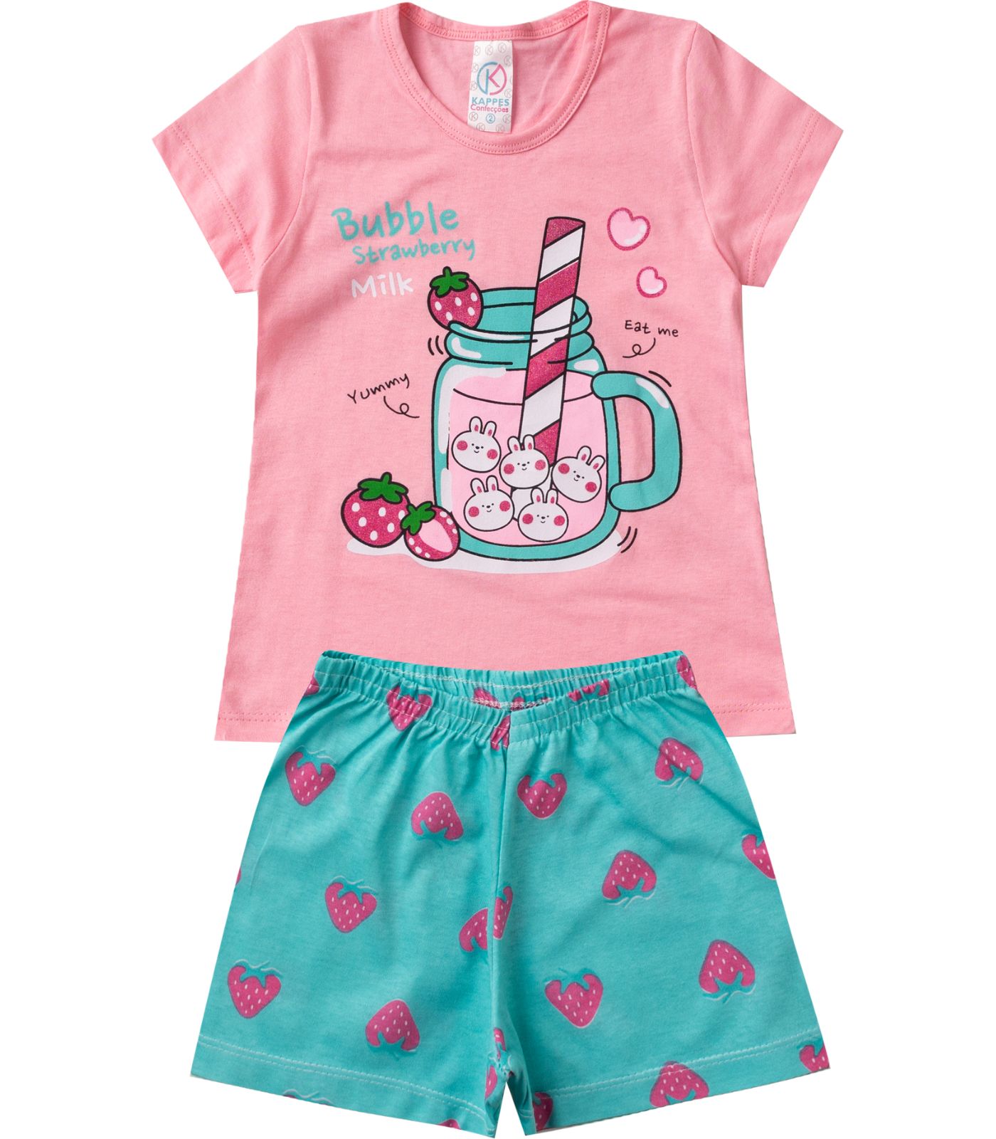 Pijama Verão Infantil Feminino Kappes Rosa 4