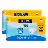 Kit Fralda Geriátrica Bigfral Regular Plus Tamanho M Com 20 Unidades Embalagem Econômica Cada