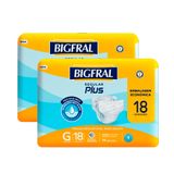 Kit 2 Fralda Geriátrica Bigfral Regular Plus Tamanho G Com 18 Unidades Cada