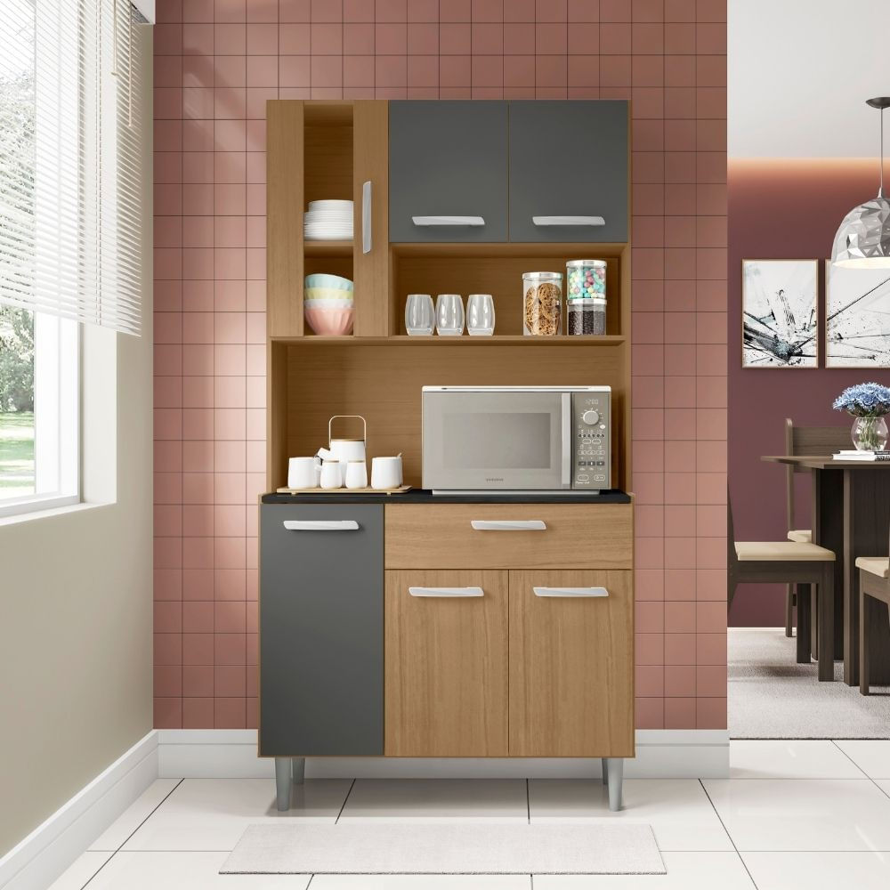 Kit Cozinha 6 Portas 1 Gaveta Carol Poliman Móveis